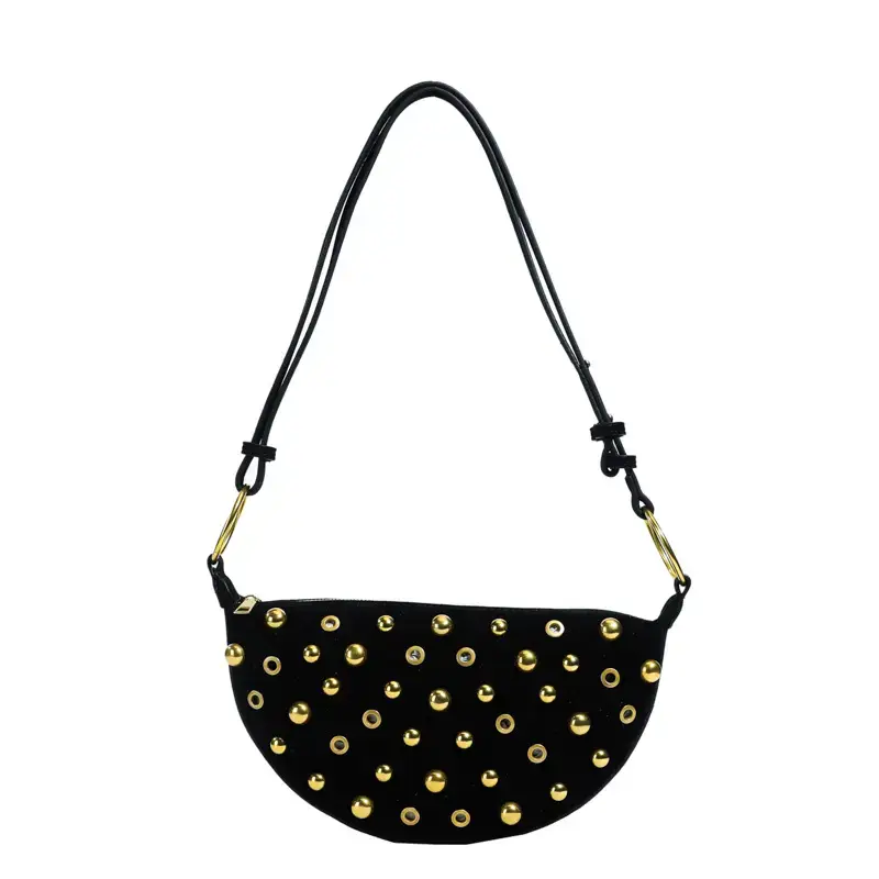 Black Rivet Crossbody Bag for Women