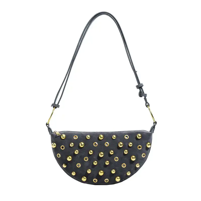 Black Rivet Crossbody Bag for Women - Image 2