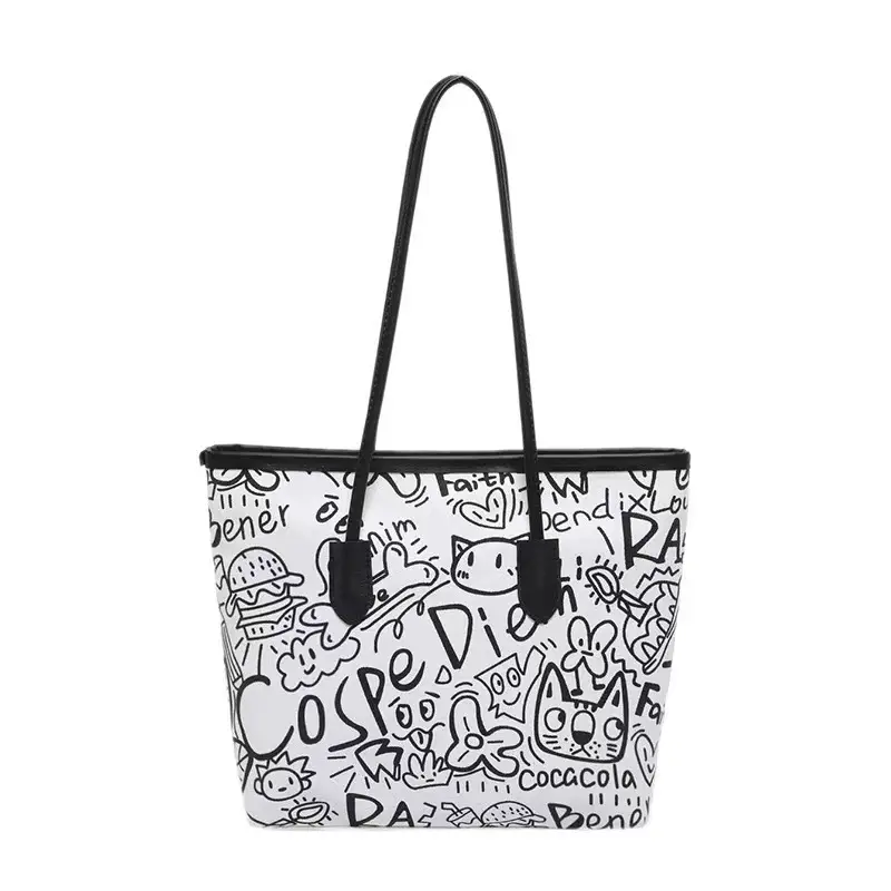 Fashionable Graffiti Shoulder Bag with Cute Bear Design — feature 12
