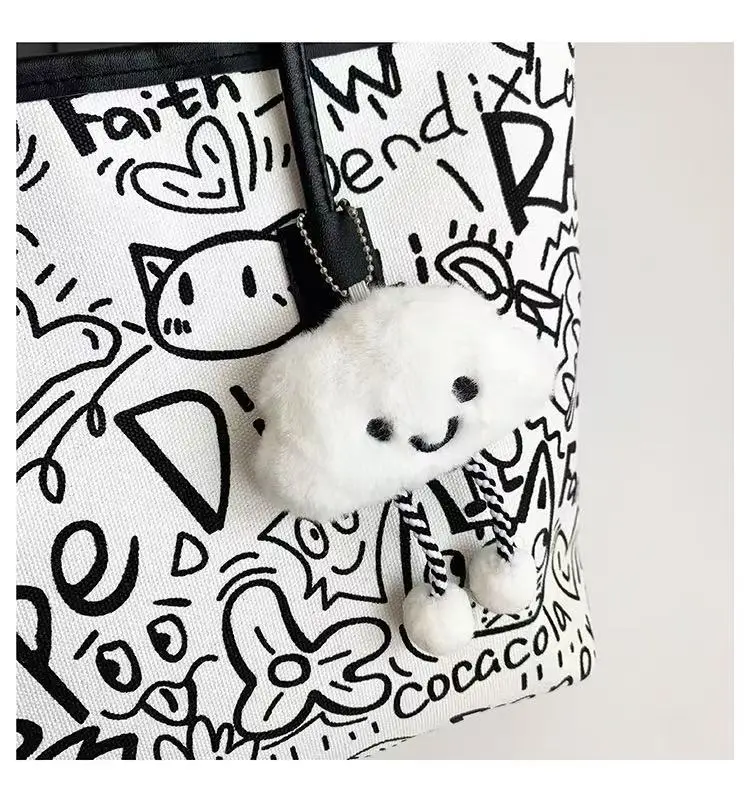 Fashionable Graffiti Shoulder Bag with Cute Bear Design — feature 23
