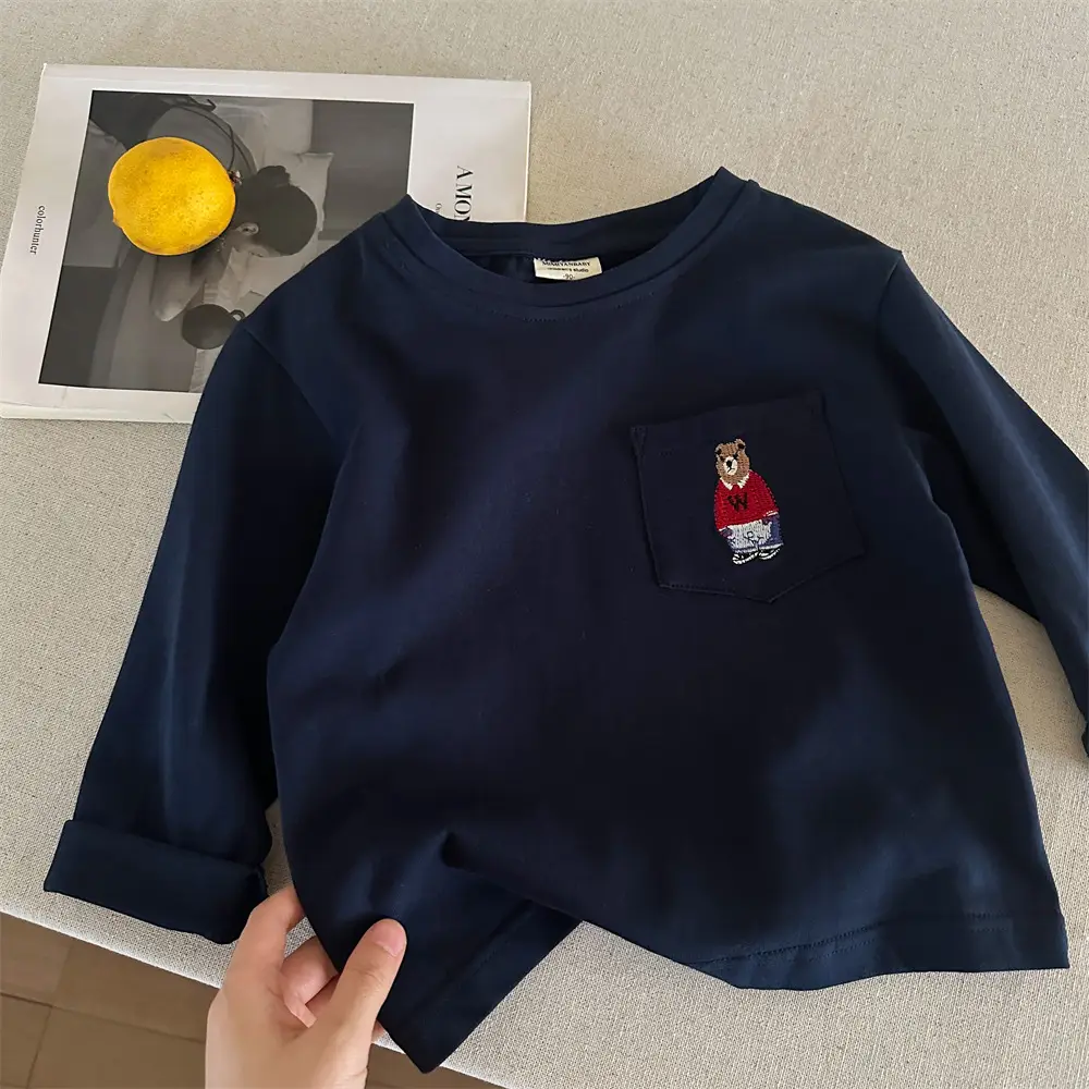 Children's Black Polo T-Shirt 2025 Autumn Boys
