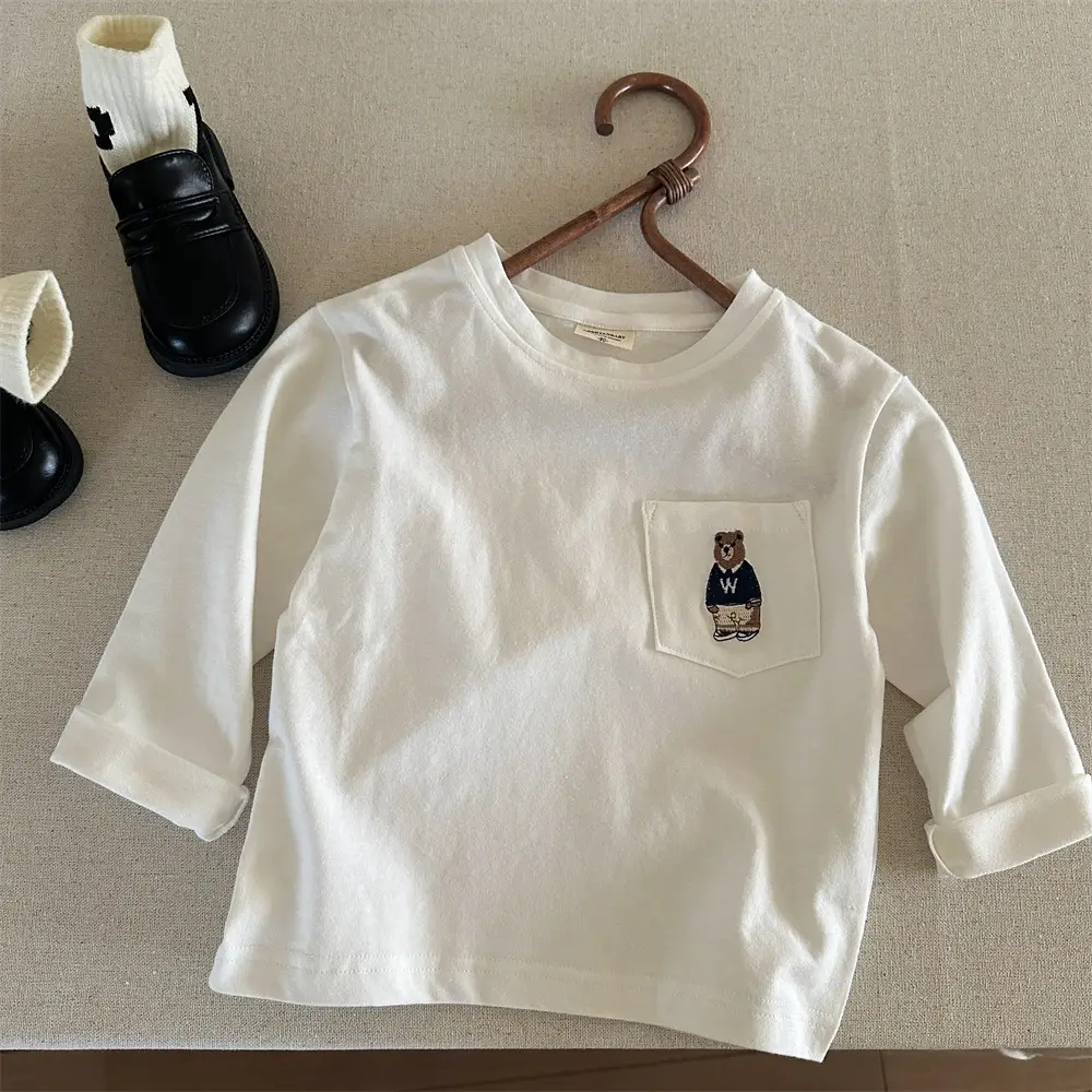 Children's Black Polo T-Shirt 2025 Autumn Boys