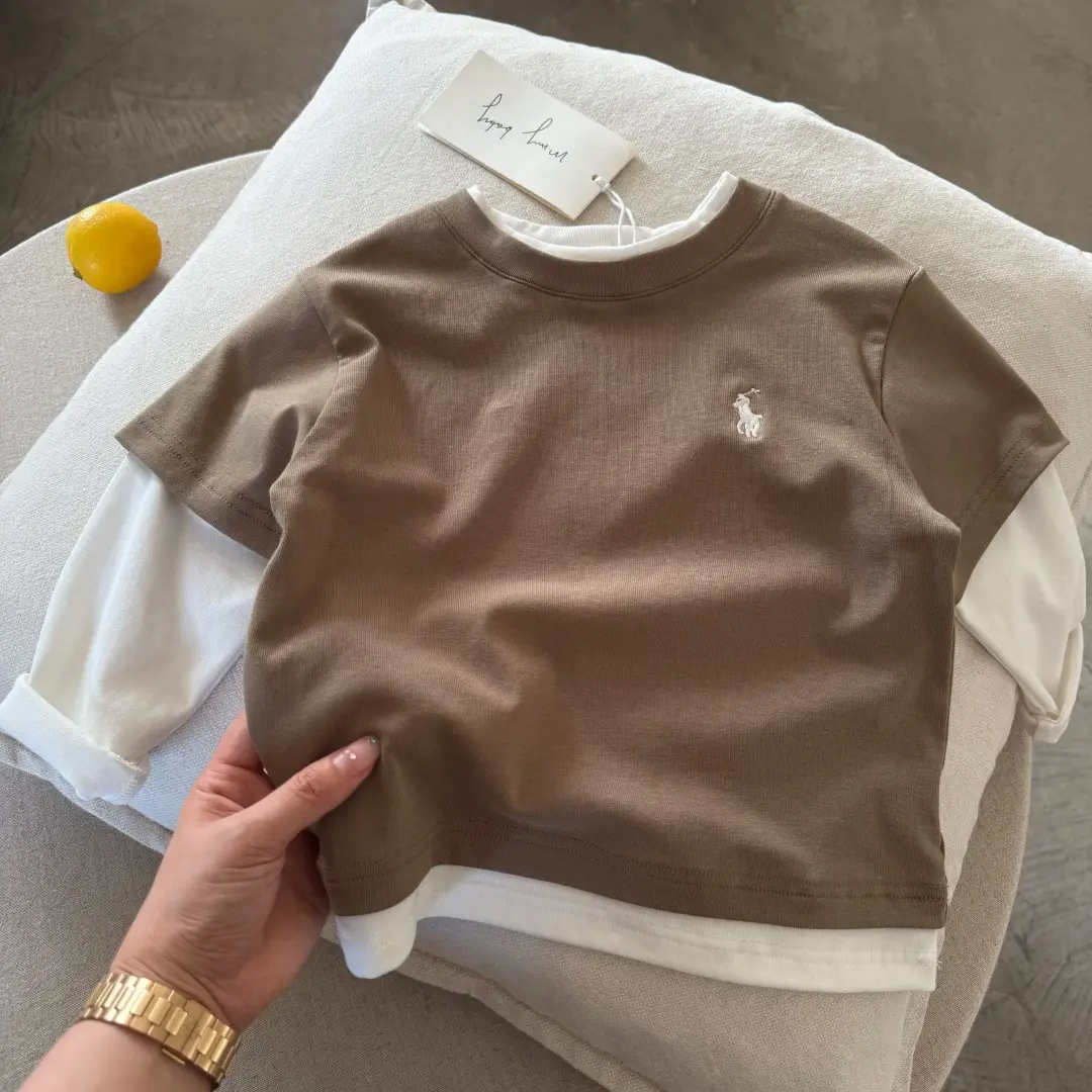 Children's Black Polo T-Shirt 2025 Autumn Boys