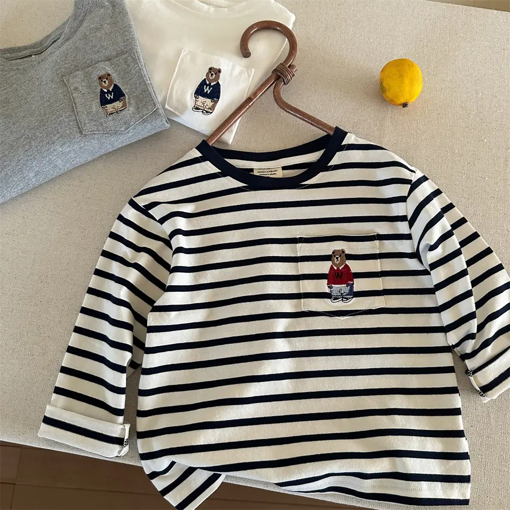 Children's Black Polo T-Shirt 2025 Autumn Boys