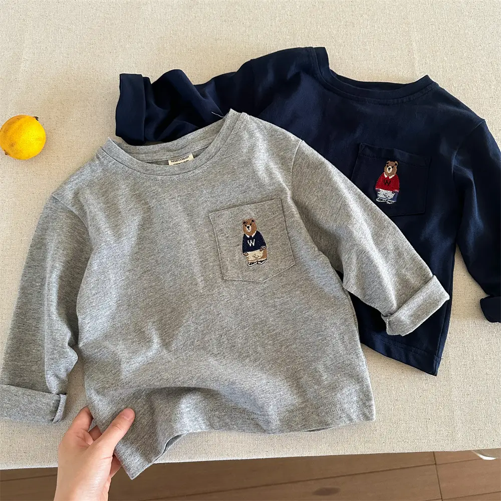 Children's Black Polo T-Shirt 2025 Autumn Boys