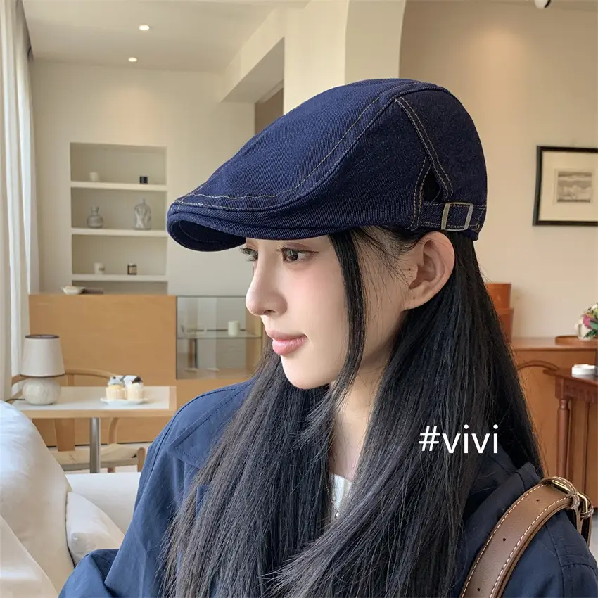 Women Denim Cap Retro Duckbill Back - Image 3