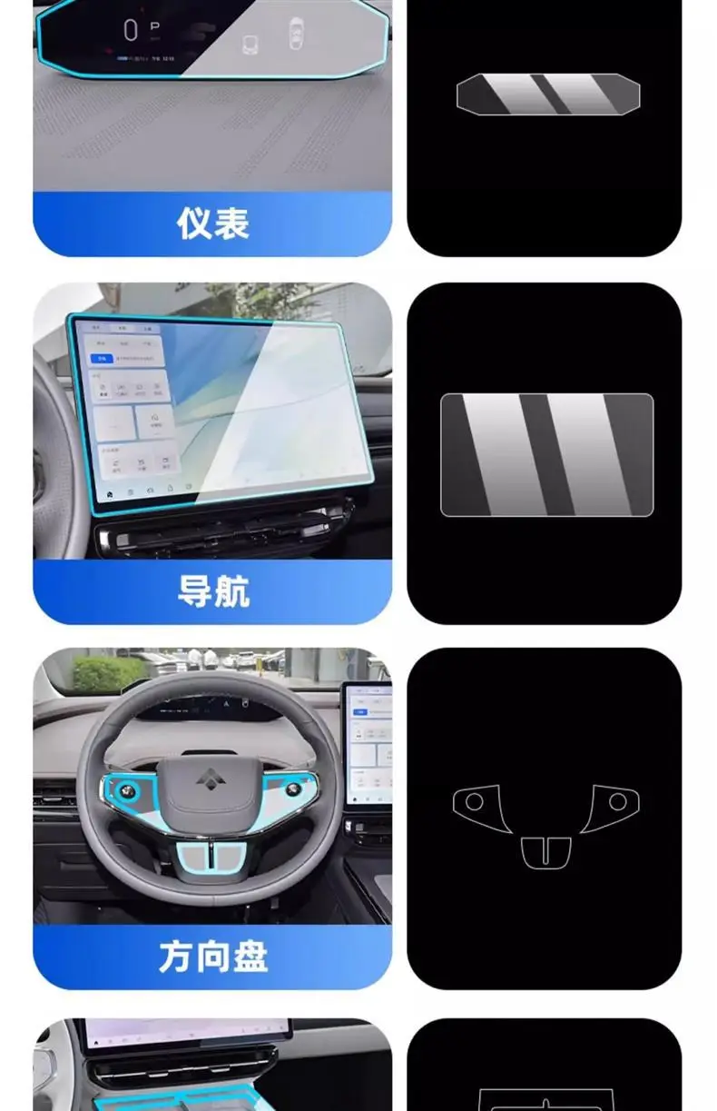 Aion Hyper Gt/Et Interior Protective Film Central Control Film Instrument Navigation Screen Tempered Film Modification Parts — feature 13