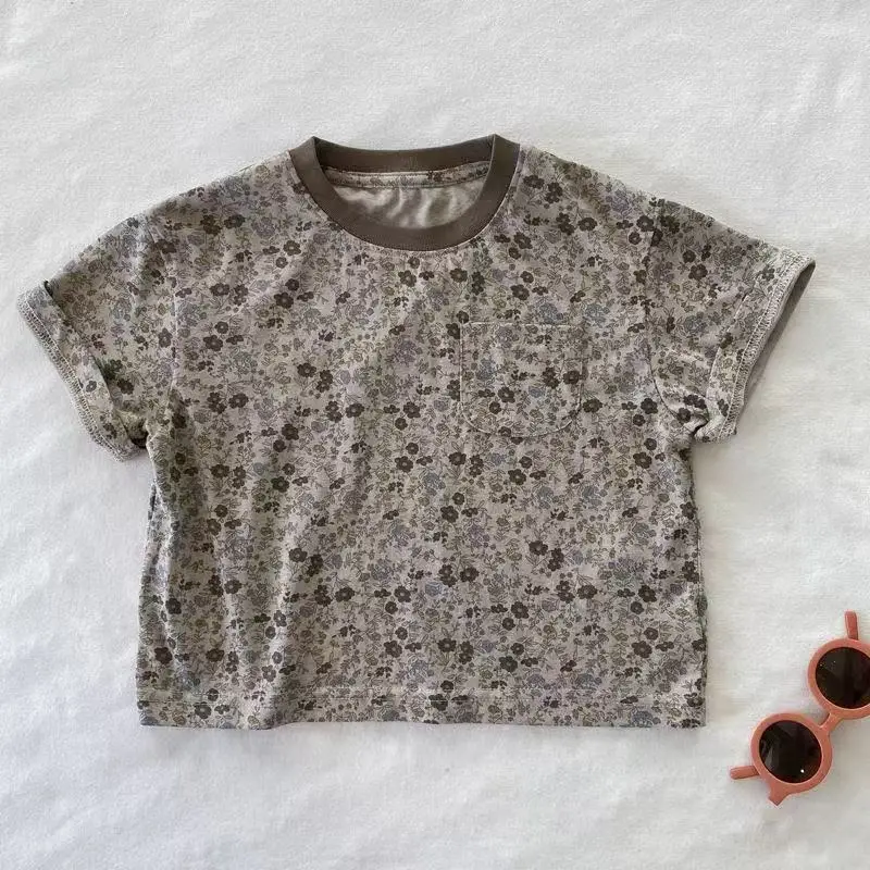 Korean Style Floral All-Over Printed T-Shirt for Boys Girls - Image 4
