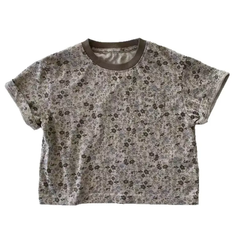 Korean Style Floral All-Over Printed T-Shirt for Boys Girls - Image 6