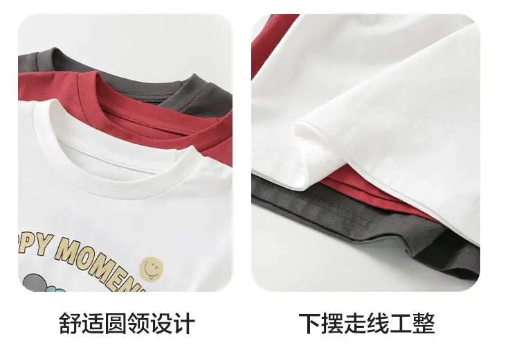 Boys Pure Cotton Fake Two-Piece T-Shirt Autumn Kids — feature 16