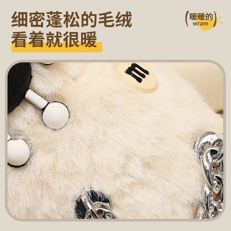 2025 New Small Briquette Women's Chain Cotton Slippers Autumn Winter Warm Thick-Soled Anti-Slip Suede Wool Slippers - Image 6