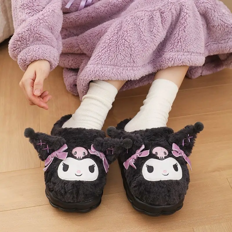Kuromi Cotton Toe-Toe Slippers Women Winter Soft Black - Image 5
