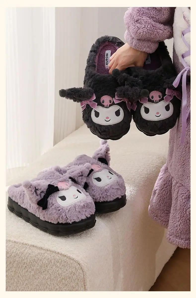 Kuromi Cotton Toe-Toe Slippers Women Winter Soft Black — feature 4