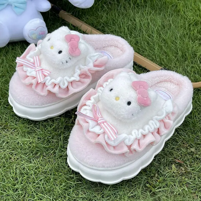 Kuromi Cotton Toe-Toe Slippers Women Winter Soft Black - Image 2