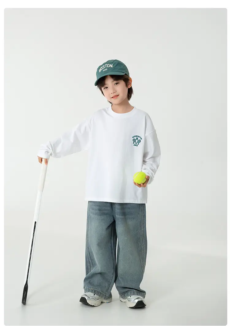 Haima Kids Long Sleeve T-Shirt White Green Blue 3 Colors — feature 12