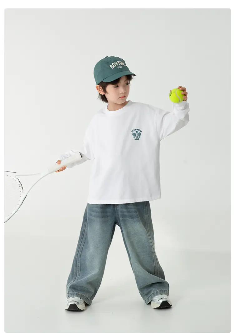 Haima Kids Long Sleeve T-Shirt White Green Blue 3 Colors — feature 13