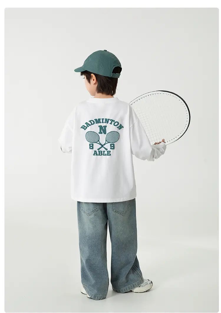 Haima Kids Long Sleeve T-Shirt White Green Blue 3 Colors — feature 14