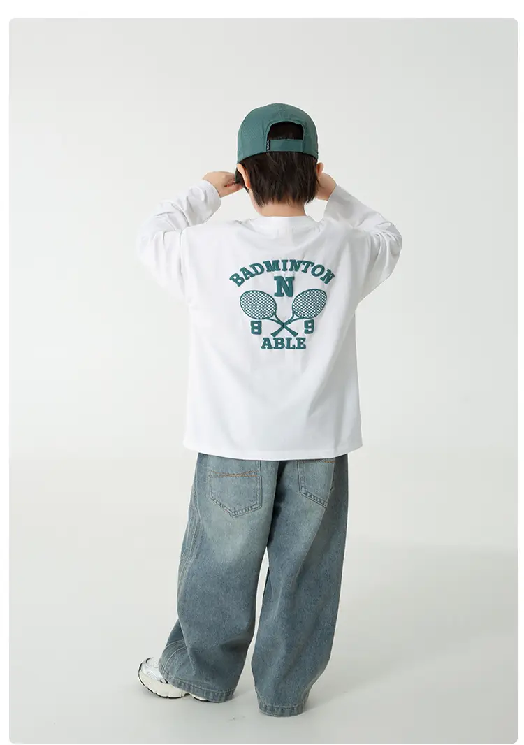 Haima Kids Long Sleeve T-Shirt White Green Blue 3 Colors — feature 15