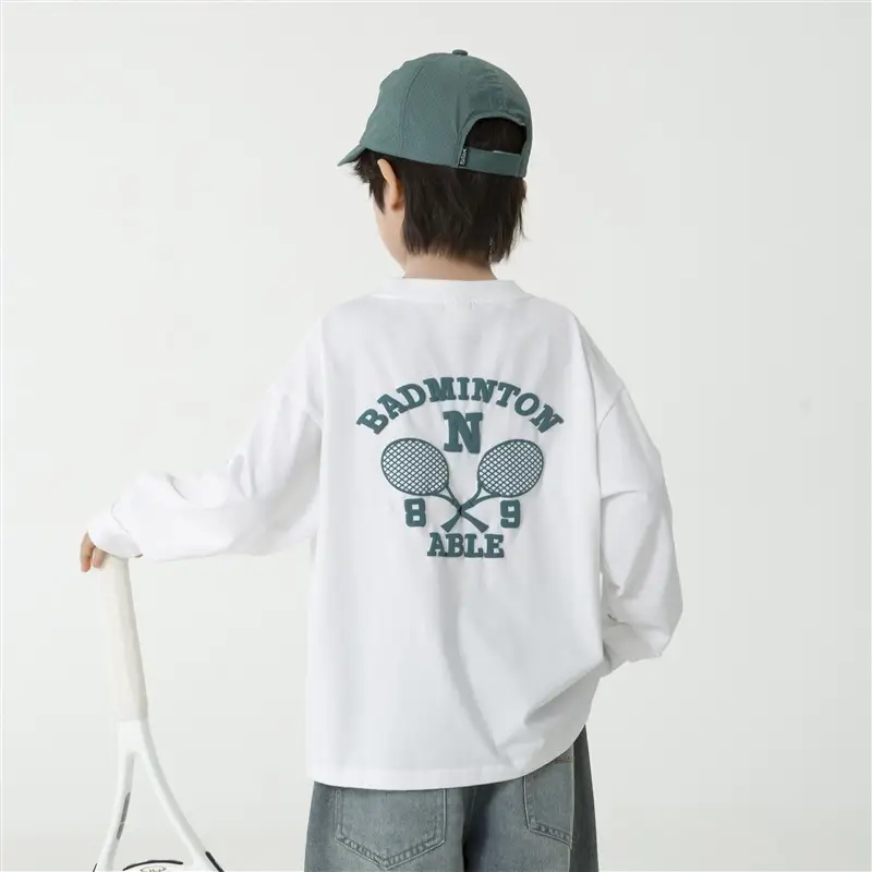 Haima Kids Long Sleeve T-Shirt White Green Blue 3 Colors - Image 2