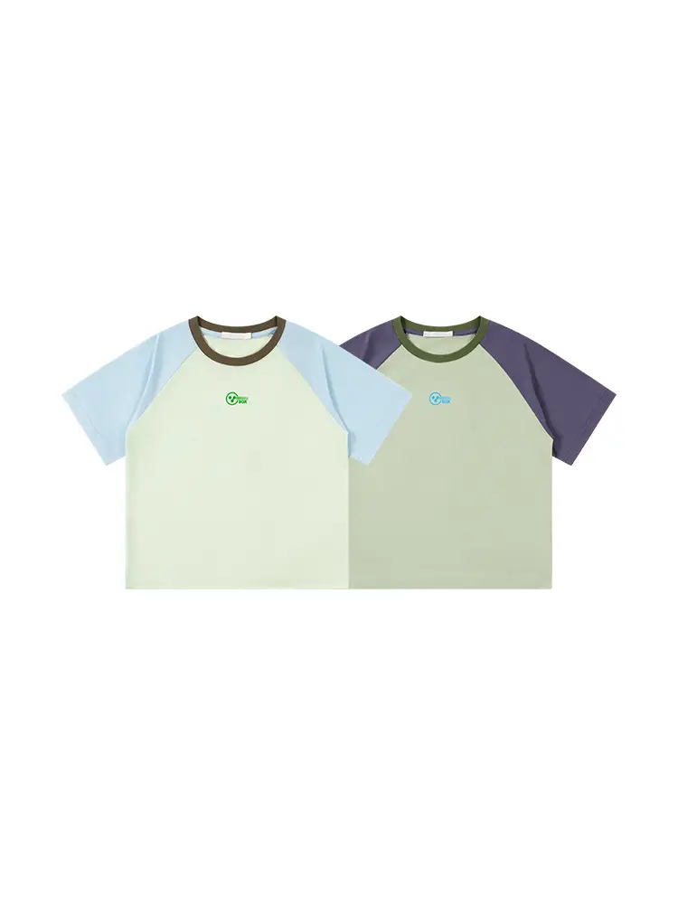 Kids Raglan Sleeve T-Shirt Light Blue Green for Girls Boys