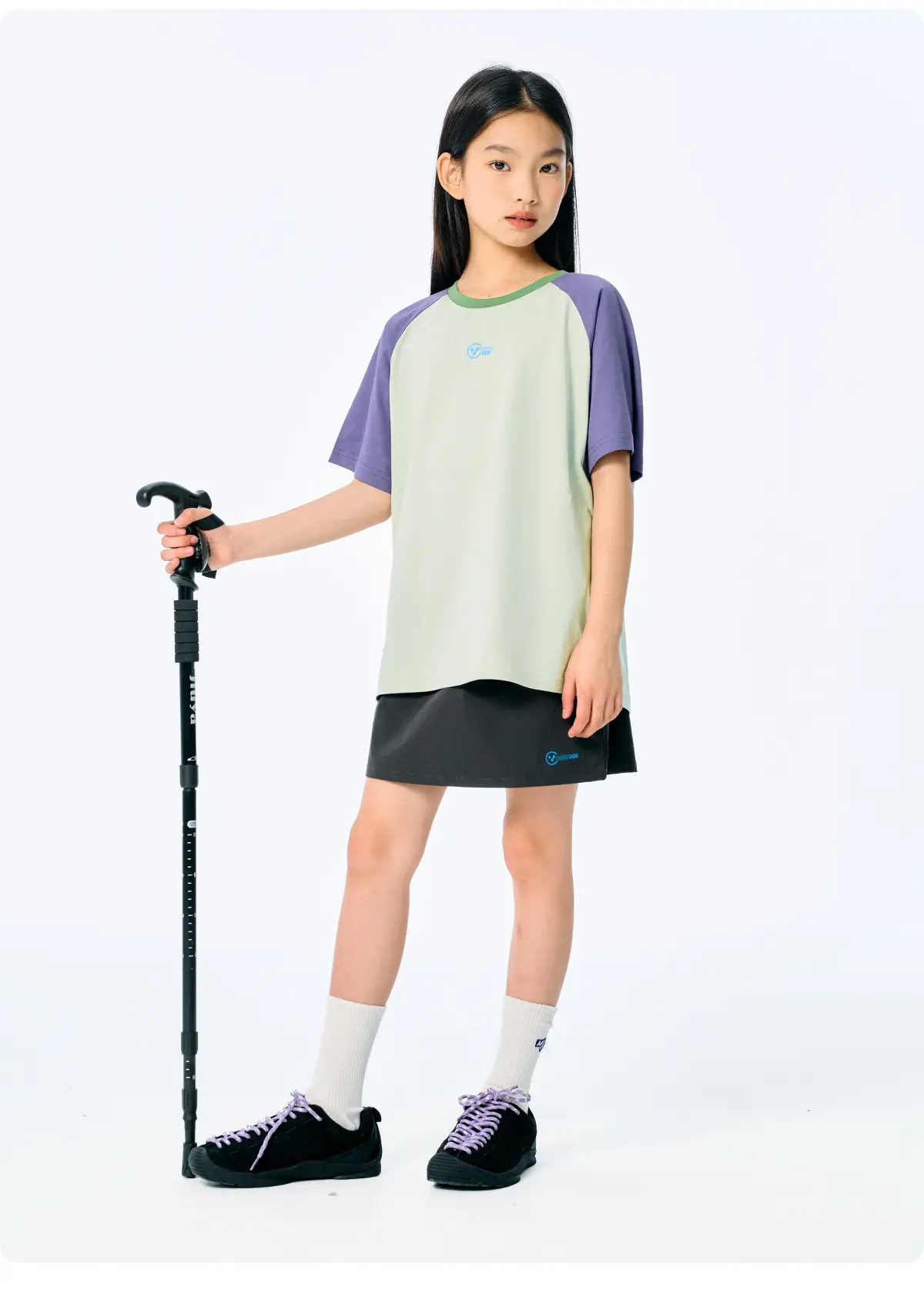 Kids Raglan Sleeve T-Shirt Light Blue Green for Girls Boys — feature 19