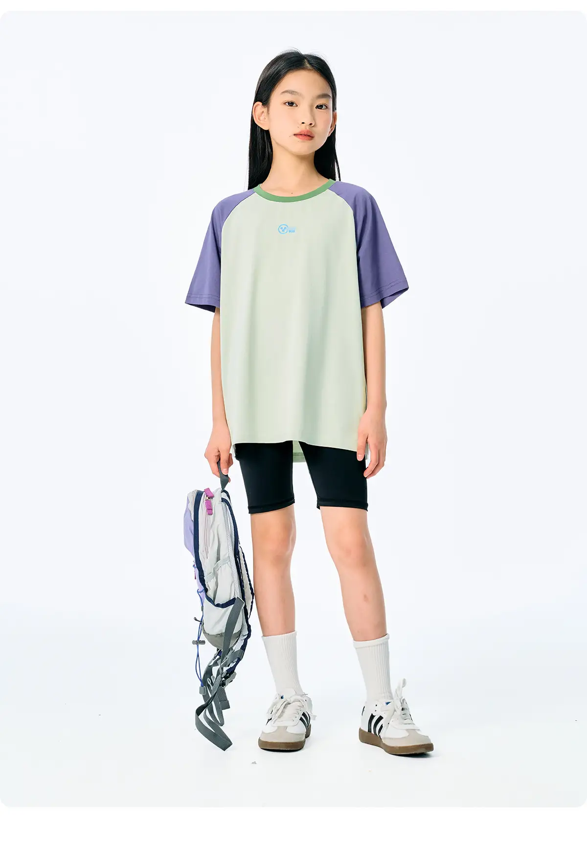 Kids Raglan Sleeve T-Shirt Light Blue Green for Girls Boys — feature 20