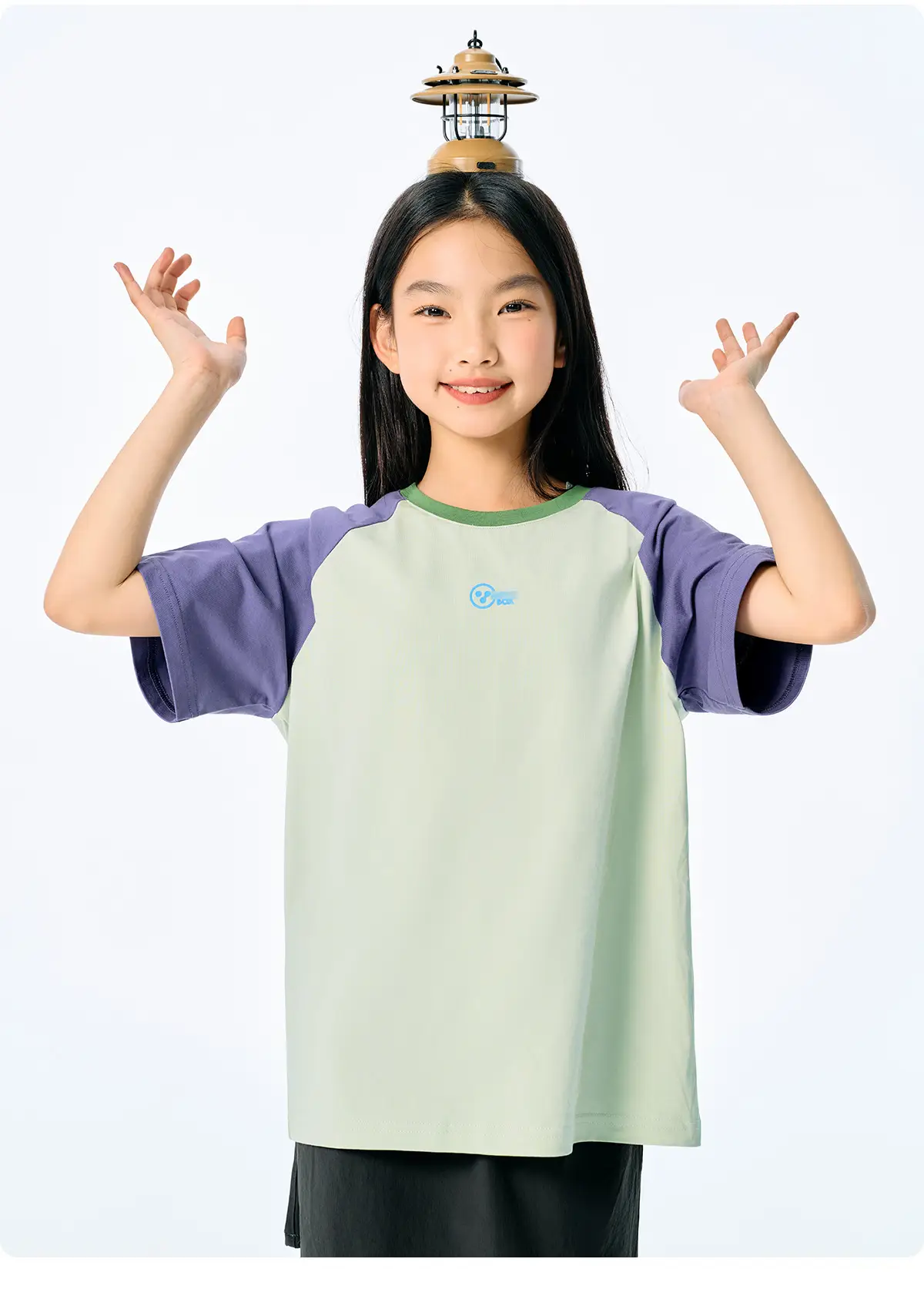 Kids Raglan Sleeve T-Shirt Light Blue Green for Girls Boys — feature 21