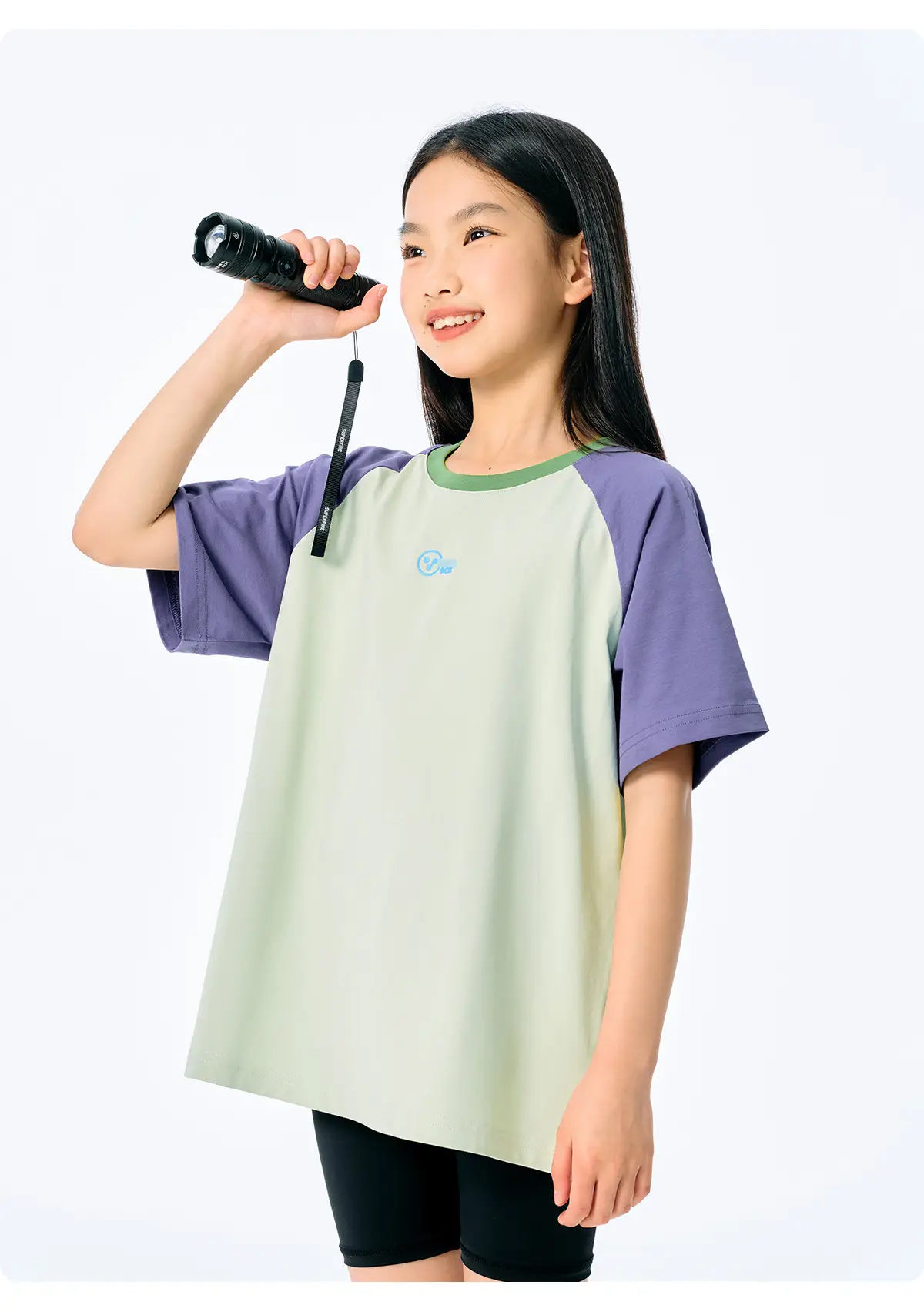 Kids Raglan Sleeve T-Shirt Light Blue Green for Girls Boys — feature 22