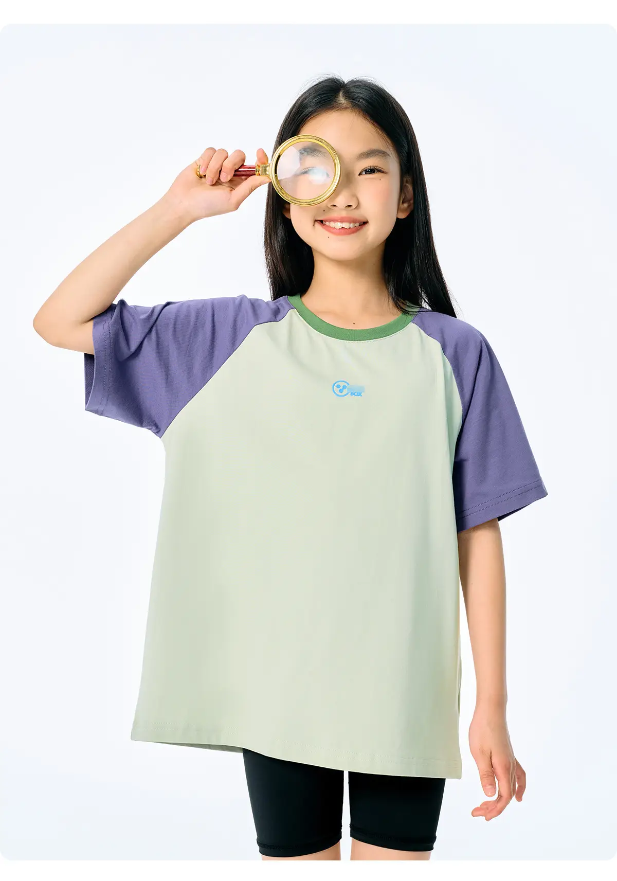 Kids Raglan Sleeve T-Shirt Light Blue Green for Girls Boys — feature 23