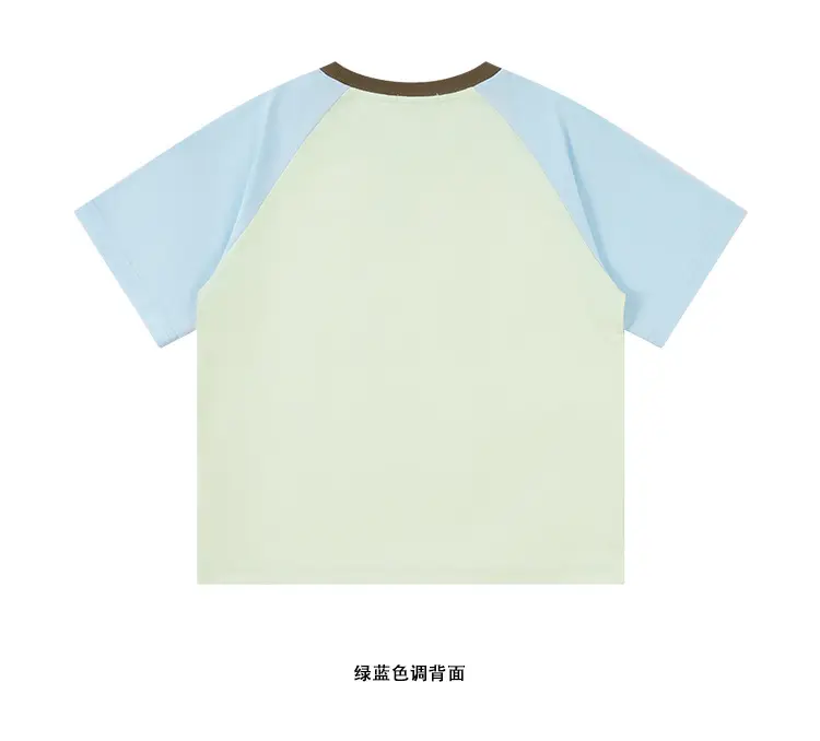 Kids Raglan Sleeve T-Shirt Light Blue Green for Girls Boys — feature 25