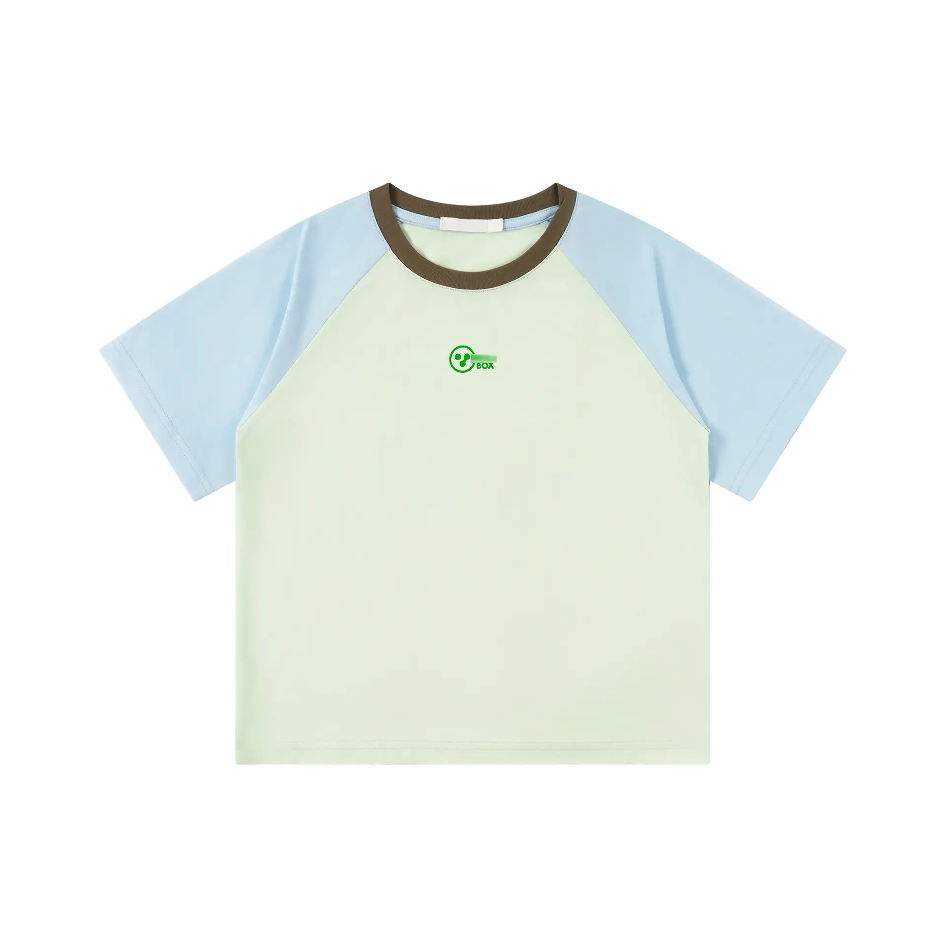 Kids Raglan Sleeve T-Shirt Light Blue Green for Girls Boys