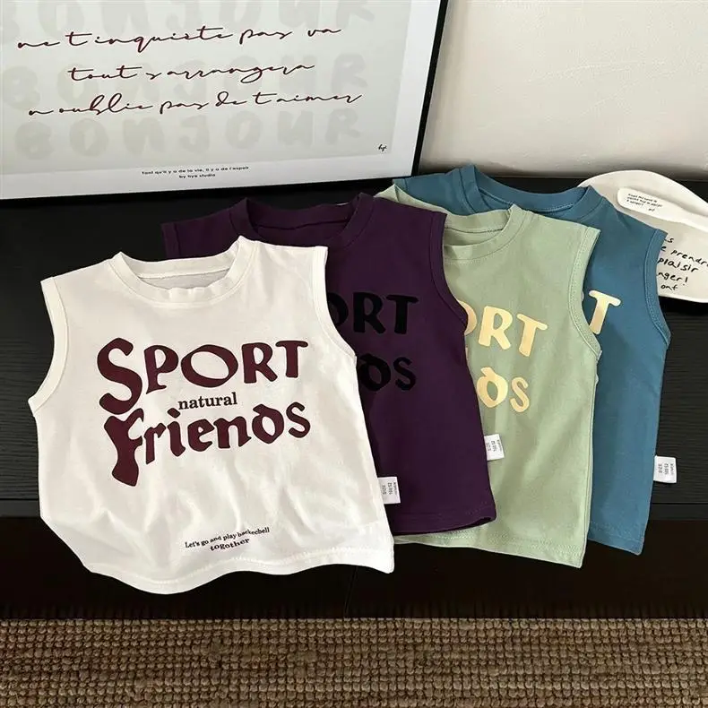 Kids Sporty Blue Sleeveless Vest Small Medium — feature 1