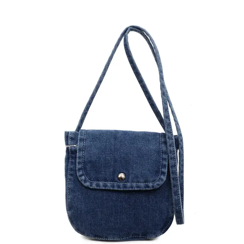 Japanese Literary Women Denim Crossbody Bag Small Washed - Image 2