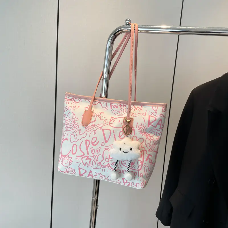 Women Printed Casual Tote Bag with Cat Design - Image 5