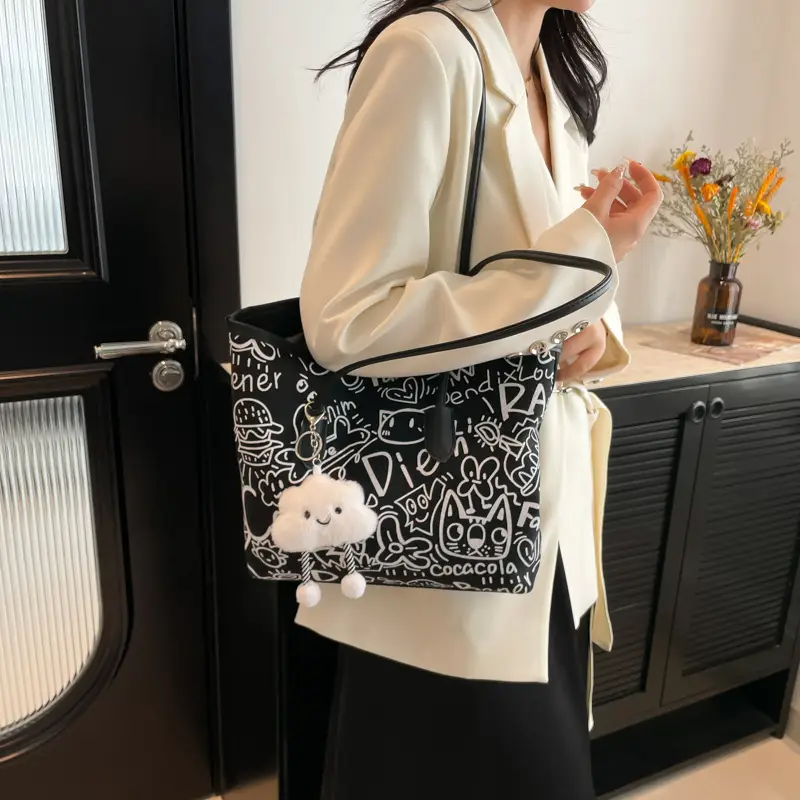 Women Printed Casual Tote Bag with Cat Design — feature 23