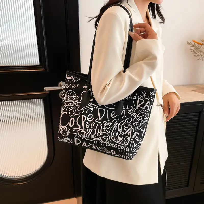 Women Printed Casual Tote Bag with Cat Design — feature 24