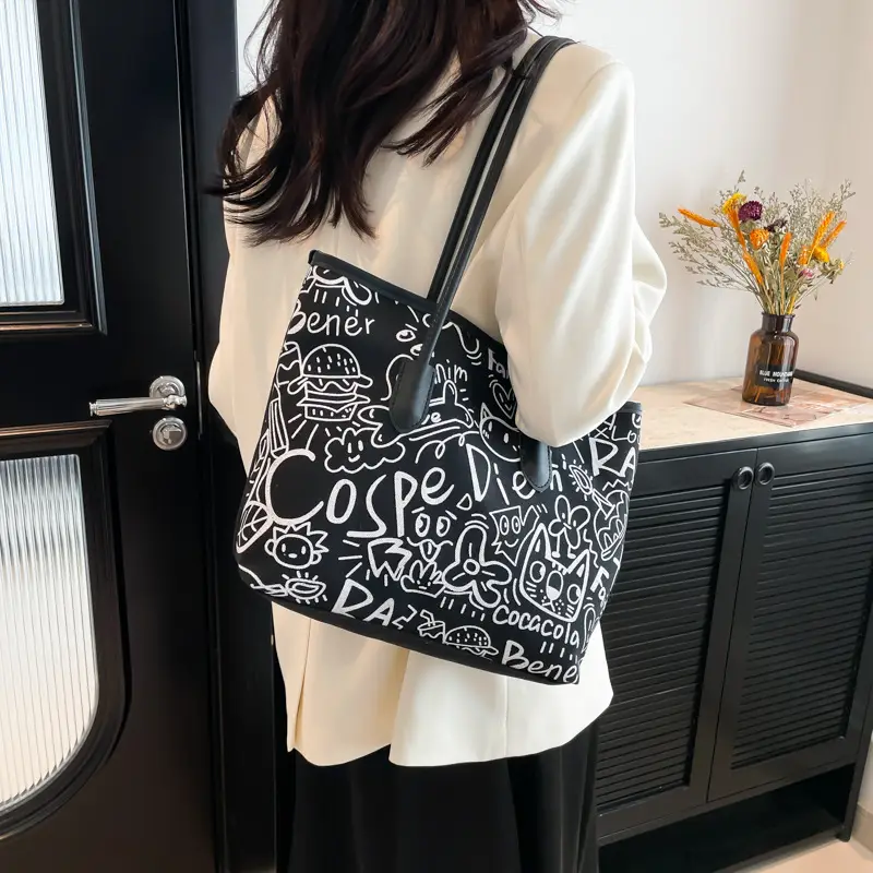 Women Printed Casual Tote Bag with Cat Design — feature 25