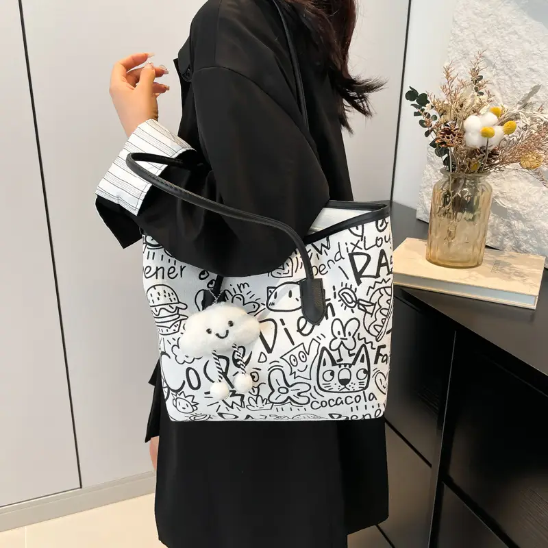 Women Printed Casual Tote Bag with Cat Design — feature 28