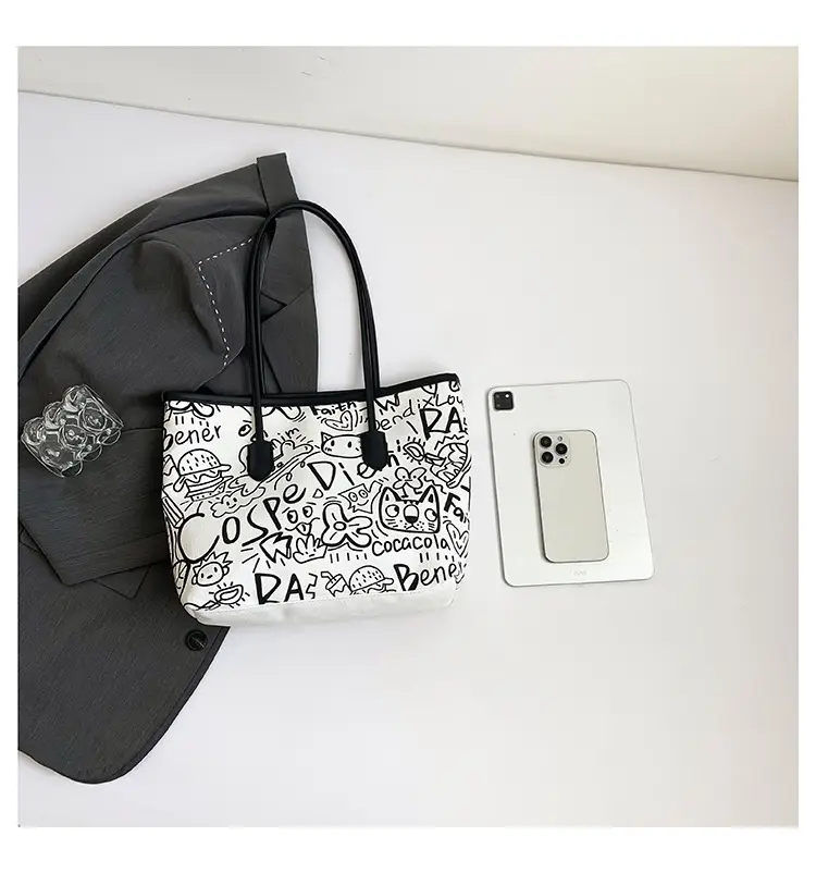 Women Printed Casual Tote Bag with Cat Design — feature 5
