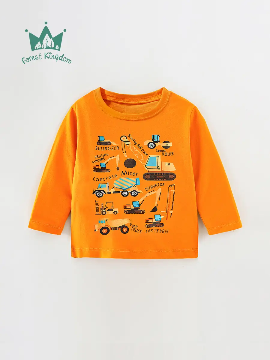 Orange Cartoon Car T-Shirt for Boys 2025 Cotton - Image 2
