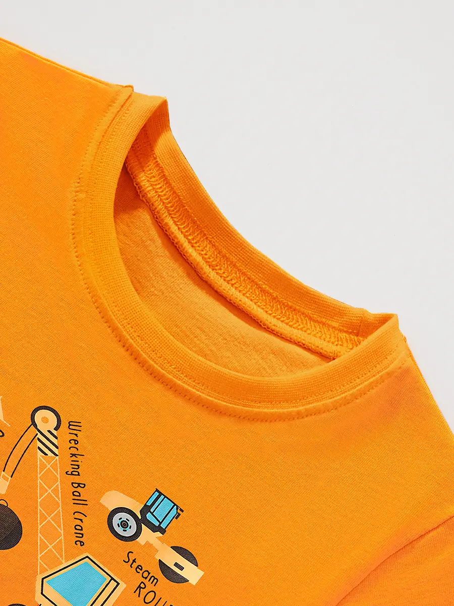 Orange Cartoon Car T-Shirt for Boys 2025 Cotton - Image 3