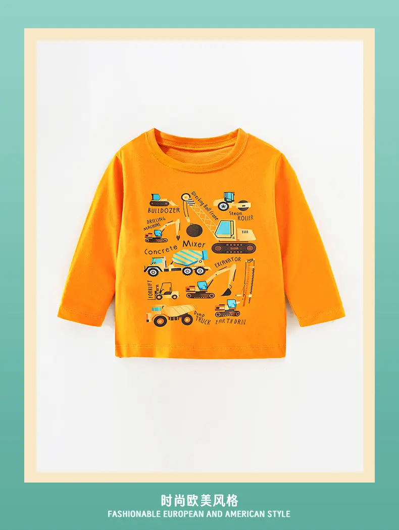 Orange Cartoon Car T-Shirt for Boys 2025 Cotton — feature 2