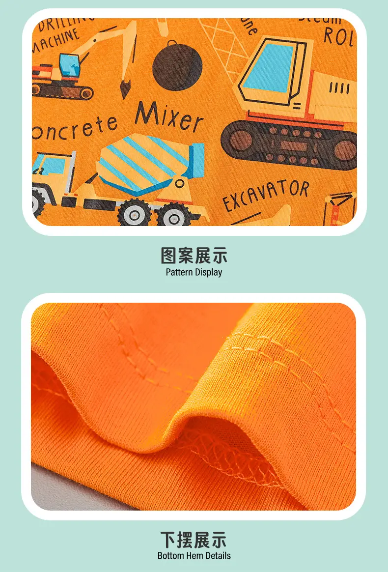 Orange Cartoon Car T-Shirt for Boys 2025 Cotton — feature 8