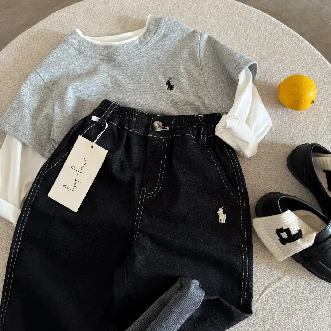 Kids Long Sleeve T-Shirt Grey All Cotton Spring Autumn Boys — feature 13
