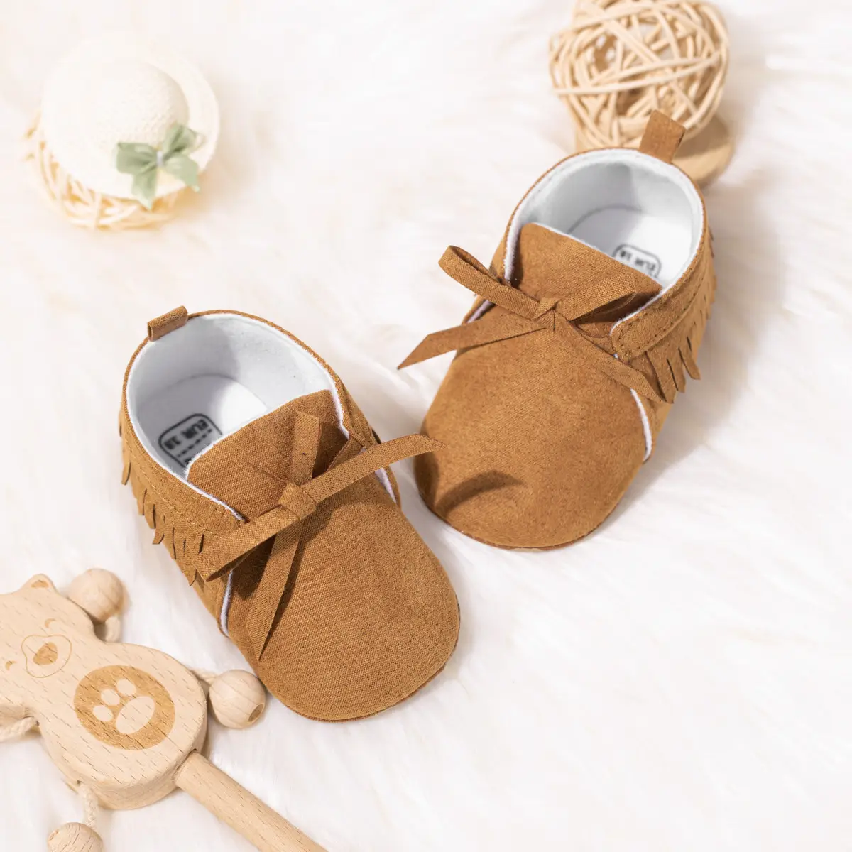 Grey Tassel Soft Sole Baby Shoes for 0-1 Year Old