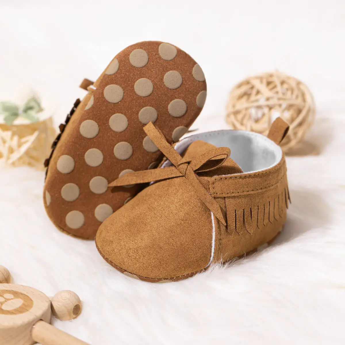 Grey Tassel Soft Sole Baby Shoes for 0-1 Year Old — feature 12