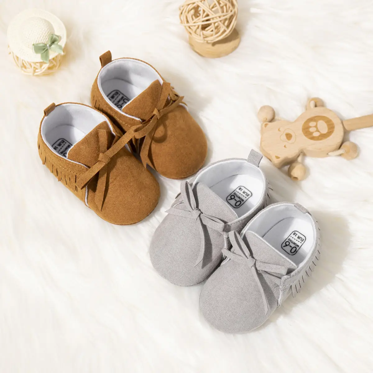Grey Tassel Soft Sole Baby Shoes for 0-1 Year Old — feature 4