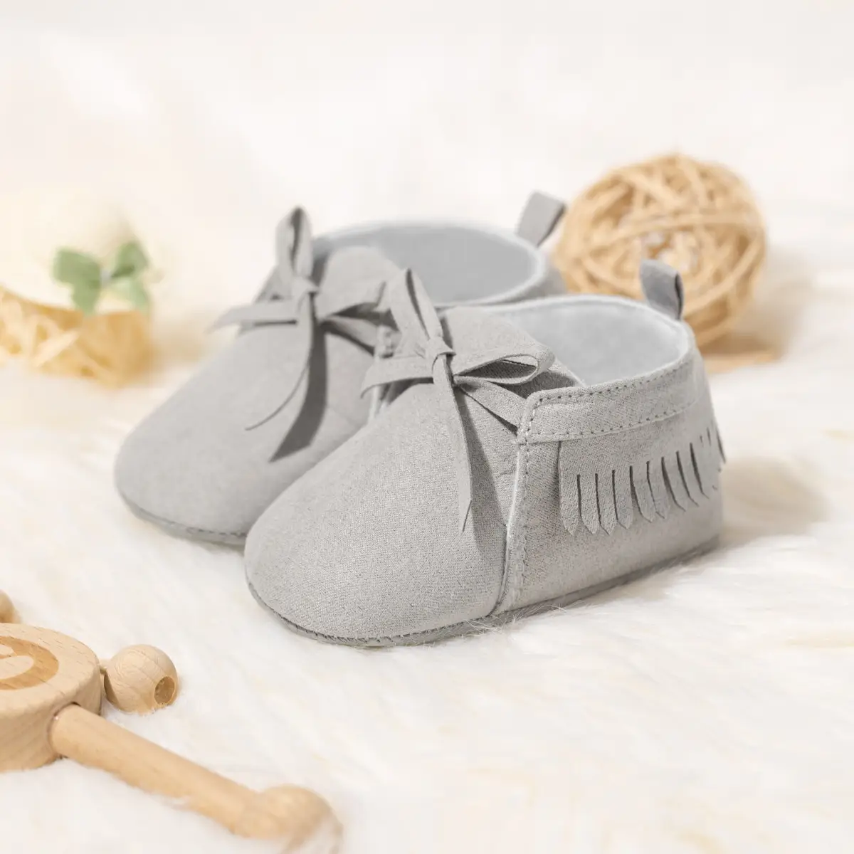 Grey Tassel Soft Sole Baby Shoes for 0-1 Year Old — feature 6