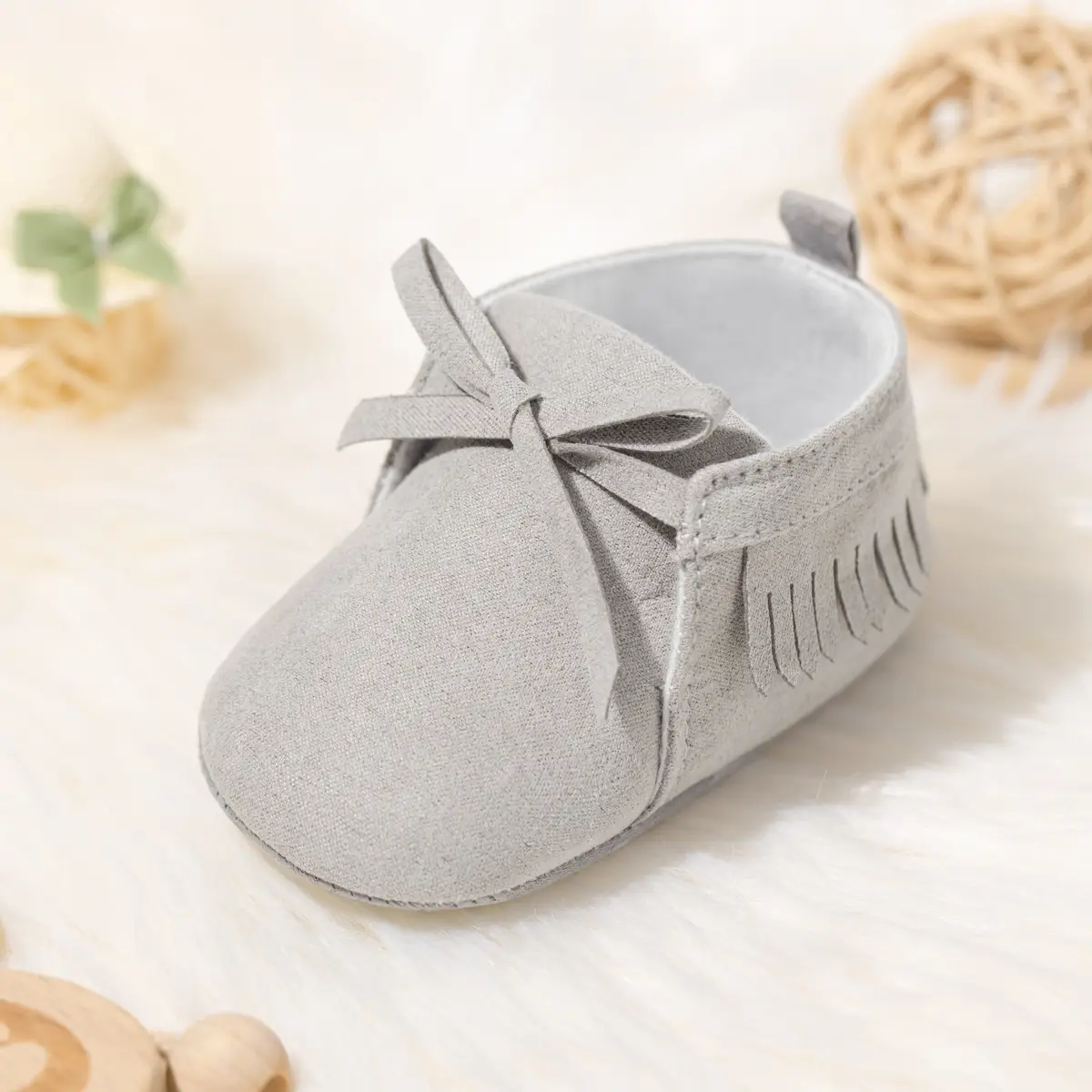 Grey Tassel Soft Sole Baby Shoes for 0-1 Year Old — feature 8