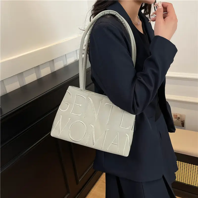 Pink Embroidered Letter Tote Bag for Women
